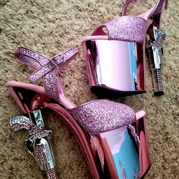 NWOT PLEASER Pink Revolver Heels - Picture 1 of 4